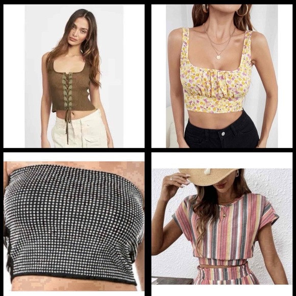4 Top Bundle Bandau top &  3 Crop Tops 2-M 1-XL 1-S/M summer beach resort cruise - Picture 1 of 5